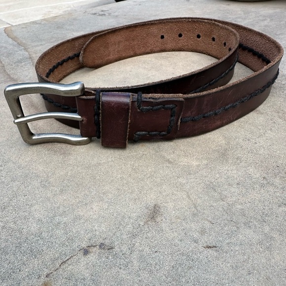 2 for $26 Fossil Brown Leather Belt With Black Stitching Size 38 - Picture 1 of 6